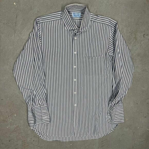 Hilditch & Key Dress Shirt French Cuffs Striped Made in Britain 43 17 XL - Picture 2 of 9